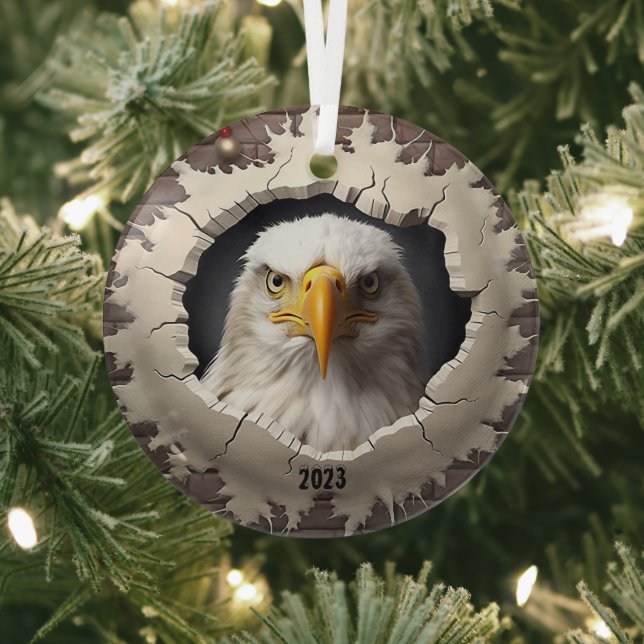Bald Eagle Christmas Glass Tree Decoration (Insitu)