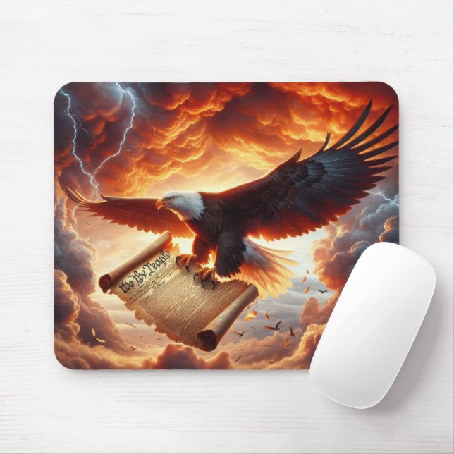 Bald Eagle Clutching the U.S. Constitution Mouse Mat (With Mouse)