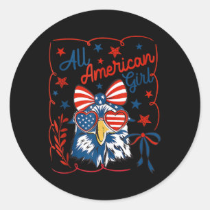 Bald Eagle Coquette Bow All American Girl Happy 4t Classic Round Sticker