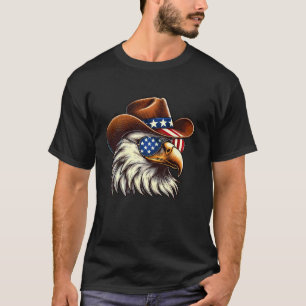 Bald Eagle Cowboy Hat Patriotic American US Flag J T-Shirt