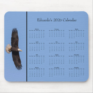 Bald Eagle: Customize full year 2026 calendar Mouse Mat
