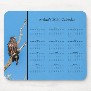 Bald Eagle: Customize full year 2026 calendar Mouse Mat