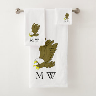 Bald Eagle Design Monogrammed Bath Towel Set