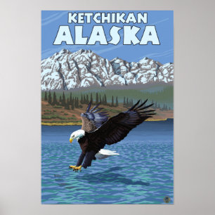 Bald Eagle Diving - Ketchikan, Alaska Poster