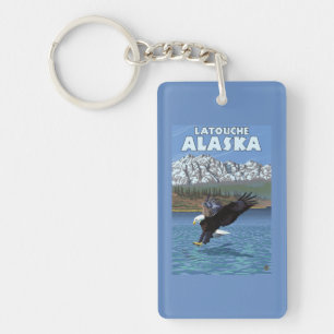 Bald Eagle Diving - Latouche, Alaska Key Ring