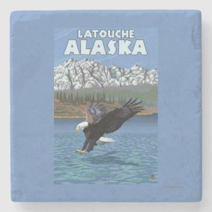 Bald Eagle Diving - Latouche, Alaska Stone Coaster