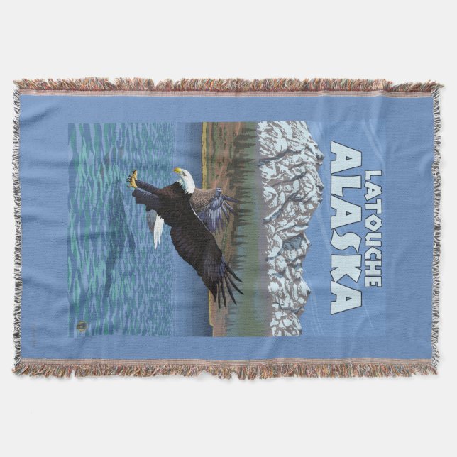 Bald Eagle Diving - Latouche, Alaska Throw Blanket (Front)