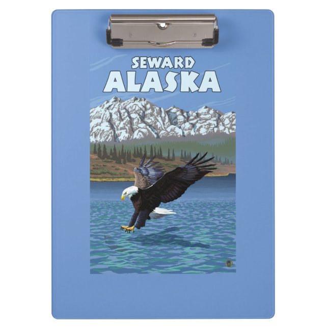 Bald Eagle Diving - Seward, Alaska Clipboard (Front)