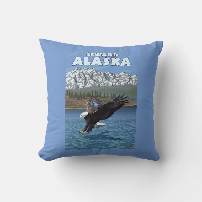 Bald Eagle Diving - Seward, Alaska Cushion (Front)