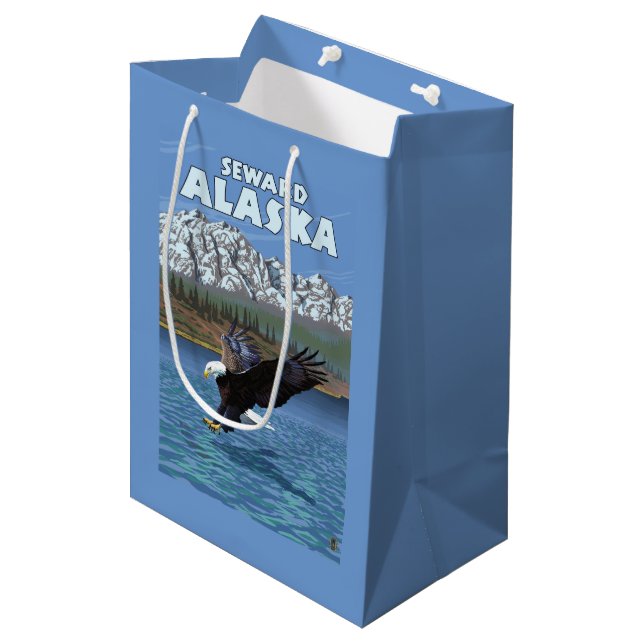 Bald Eagle Diving - Seward, Alaska Medium Gift Bag (Front Angled)