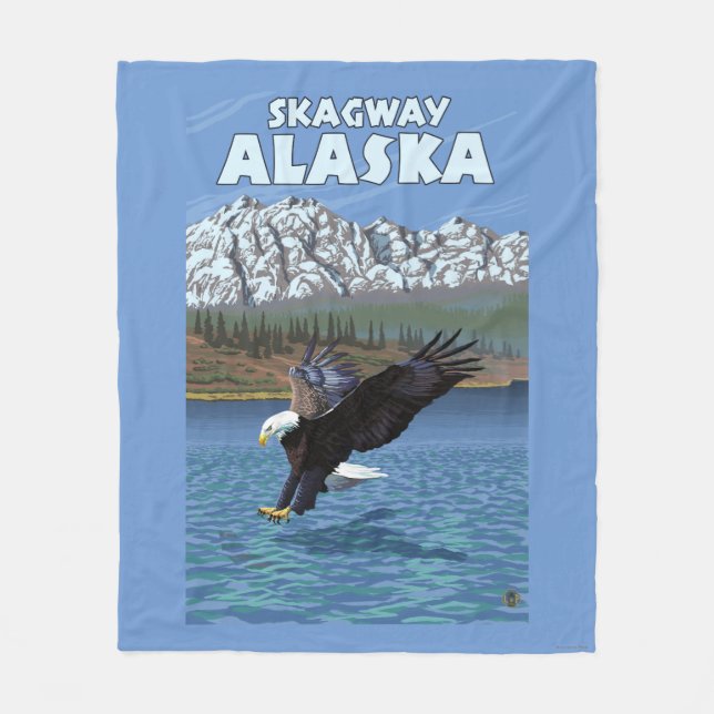 Bald Eagle Diving - Skagway, Alaska Fleece Blanket (Front)