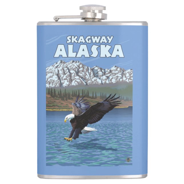 Bald Eagle Diving - Skagway, Alaska Hip Flask (Front)