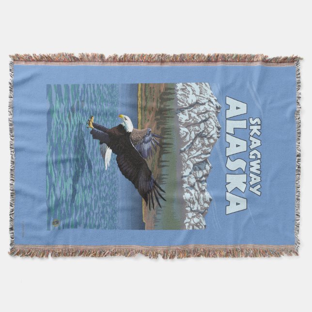 Bald Eagle Diving - Skagway, Alaska Throw Blanket (Front)