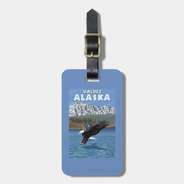 Bald Eagle Diving - Valdez, Alaska Luggage Tag (Front Vertical)