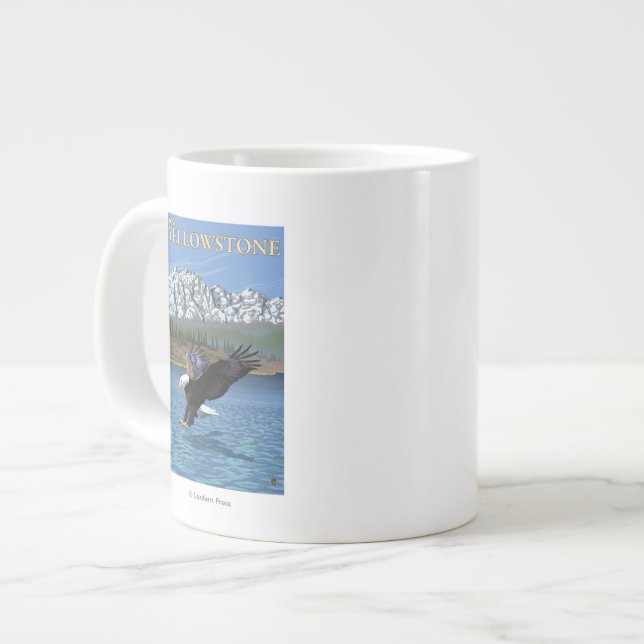 Bald Eagle Diving - West Yellowstone, MT Large Coffee Mug (Front Left)