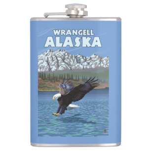 Bald Eagle Diving - Wrangell, Alaska Hip Flask