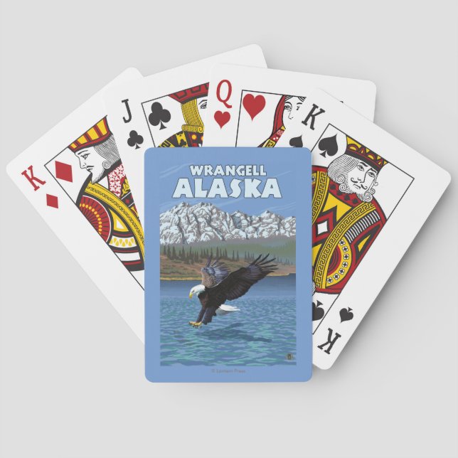 Bald Eagle Diving - Wrangell, Alaska Playing Cards (Back)