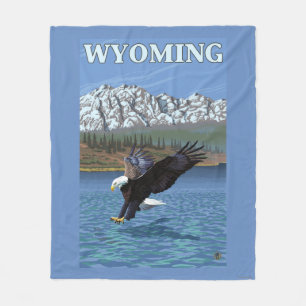 Bald Eagle Diving - Wyoming Fleece Blanket