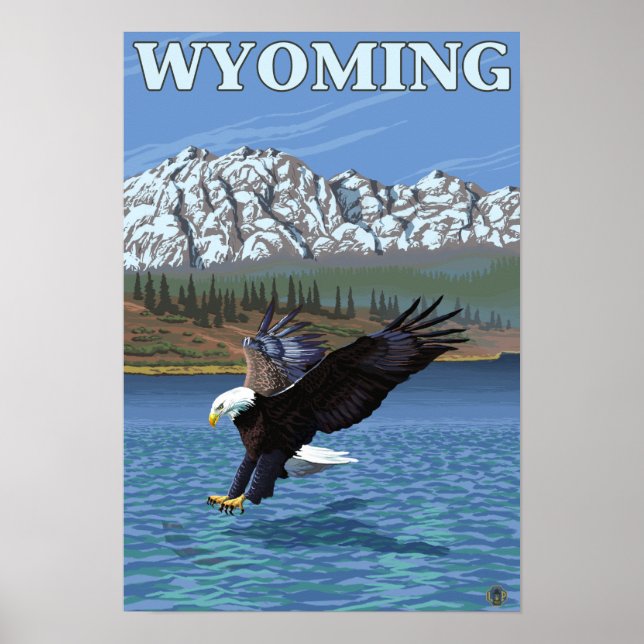Bald Eagle Diving - Wyoming Poster (Front)
