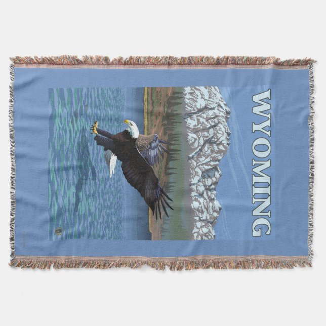 Bald Eagle Diving - Wyoming Throw Blanket (Front)