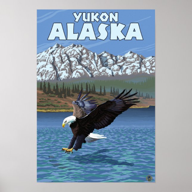Bald Eagle Diving - Yukon, Alaska Poster (Front)