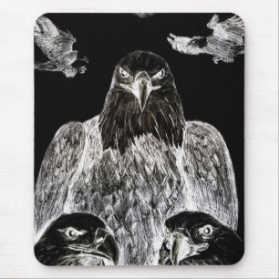 Bald Eagle Drawing, Inversion of Pencil drawing Mouse Mat