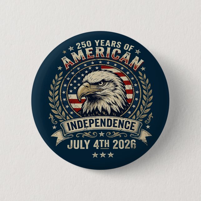 Bald Eagle Emblem 250 Years of America Blue Button (Front)