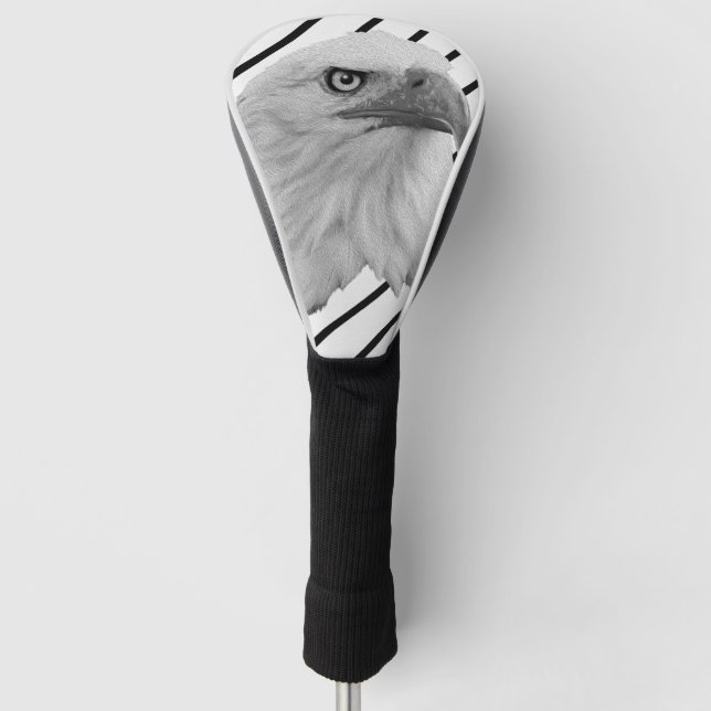 Bald Eagle Face Oil Paint, Golf Head Cover (Front)
