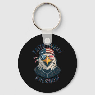 Bald Eagle Faith Family Dom Patriotic Christian Bo Key Ring