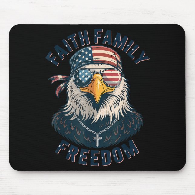 Bald Eagle Faith Family Dom Patriotic Christian Bo Mouse Mat (Front)