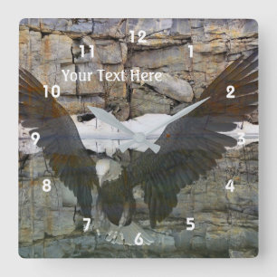 Bald Eagle Fantasy Animal Art Square Wall Clock