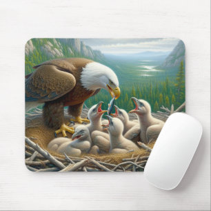 Bald Eagle Feeding Eaglets Mouse Mat