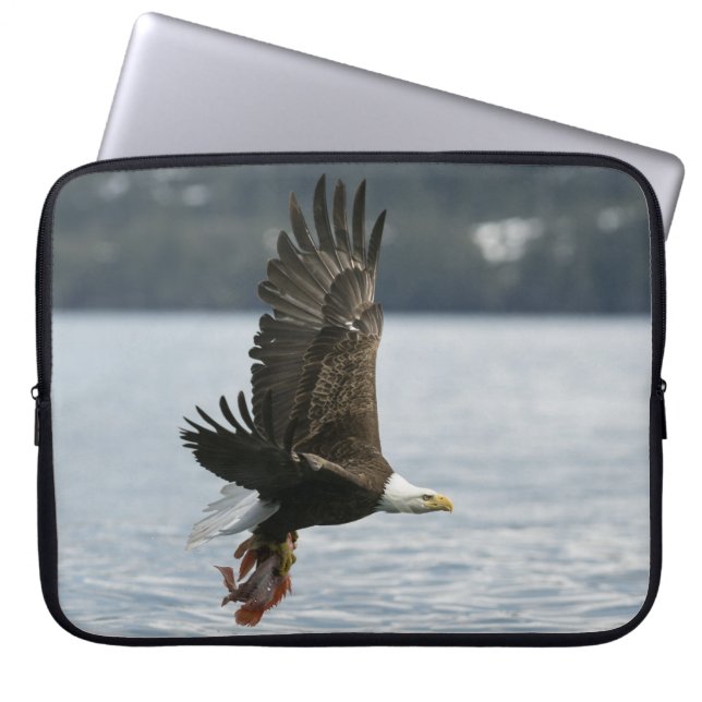 Bald Eagle Fish Retrieval Laptop Sleeve (Front)