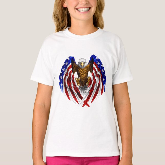 Bald eagle flag of the united states tattoo  T-Shirt (Front)