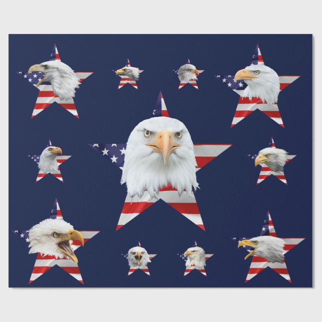 Bald Eagle, Flag, Star unique Wrapping Paper (Flat)