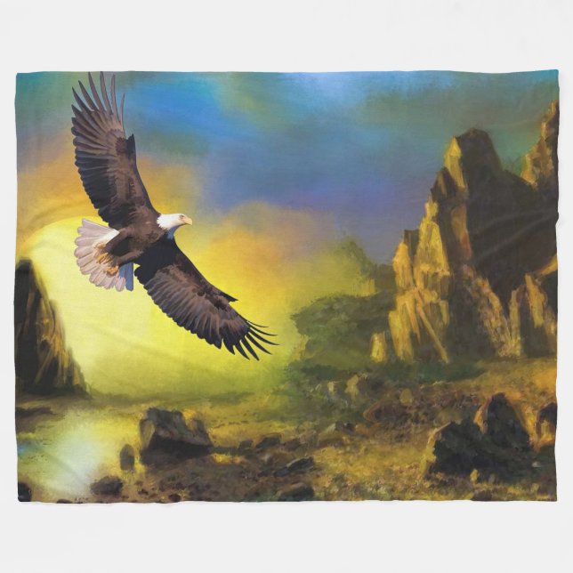 Bald Eagle Fleece Blanket (Front (Horizontal))