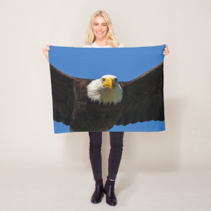 Bald Eagle Flyby Up Close Fleece Blanket
