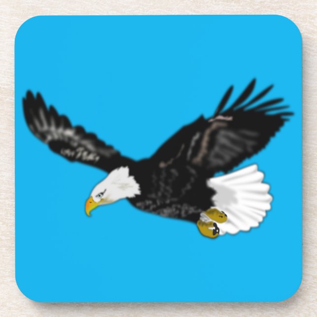 Bald Eagle Flying Blue Coaster - Your Colour (Front)