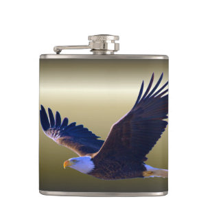 Bald Eagle Flying Hip Flask