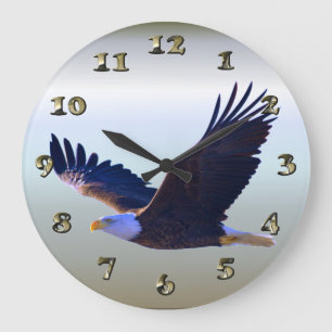 Bald Eagle Flying Large Clock