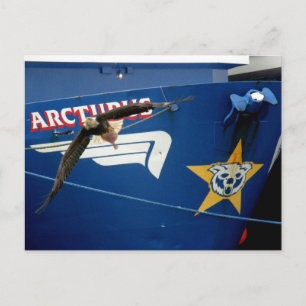 Bald Eagle flying past the F/V Arcturus Postcard