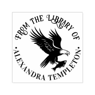 Bald Eagle Flying w/ Fish Silhouette Library Book Self-inking Stamp