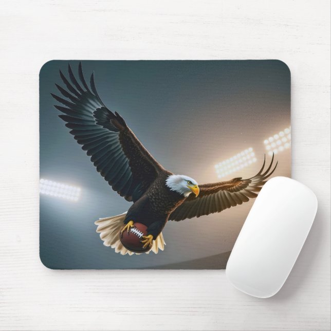 Bald Eagle Flying With a Football Mouse Mat (With Mouse)
