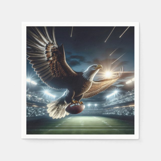 Bald Eagle Flying with a Football Napkin (Front)
