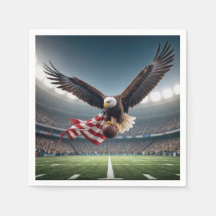 Bald Eagle Flying With Football and Flag Napkin