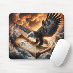 Bald Eagle Flying With US Constitution Mouse Mat