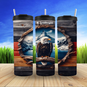 Bald Eagle Framed in Mountain Scene Thermal Tumbler