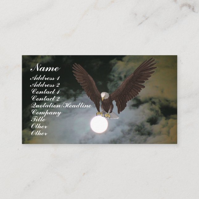 Bald Eagle Full Moon Fantasy Business Card (Front)