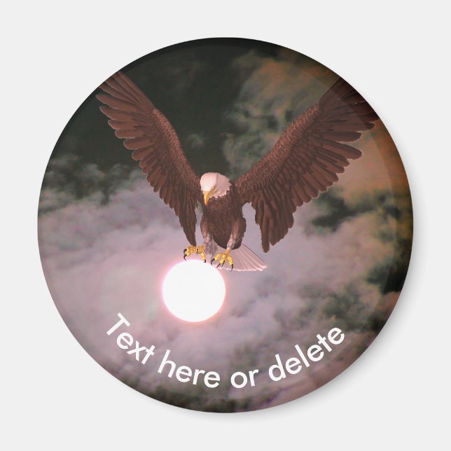 Bald Eagle Full Moon Fantasy Personalised Magnet (Front)