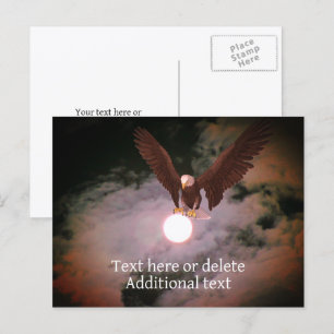 Bald Eagle Full Moon Fantasy Personalised Postcard